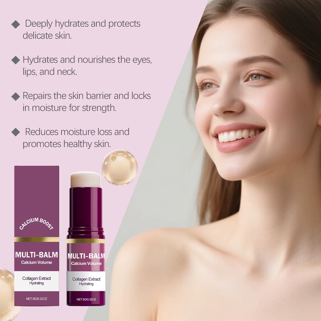 Calcium Volume Multi Balm Deep Hydration Face Skin Elasticity Enhanced Puffy Eyes Treatments anti Wrinkle Collagen Balm Stick 9G